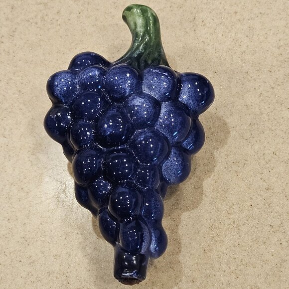 VINTAGE HANDPAINTED CERAMIC GRAPES MAJOLICA DECOR DISPLAY ART FRUIT VIETRI ITALY - Picture 8 of 8